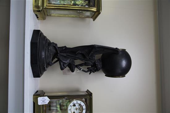 T. Lemaire. A cast iron mantel clock, 21in.